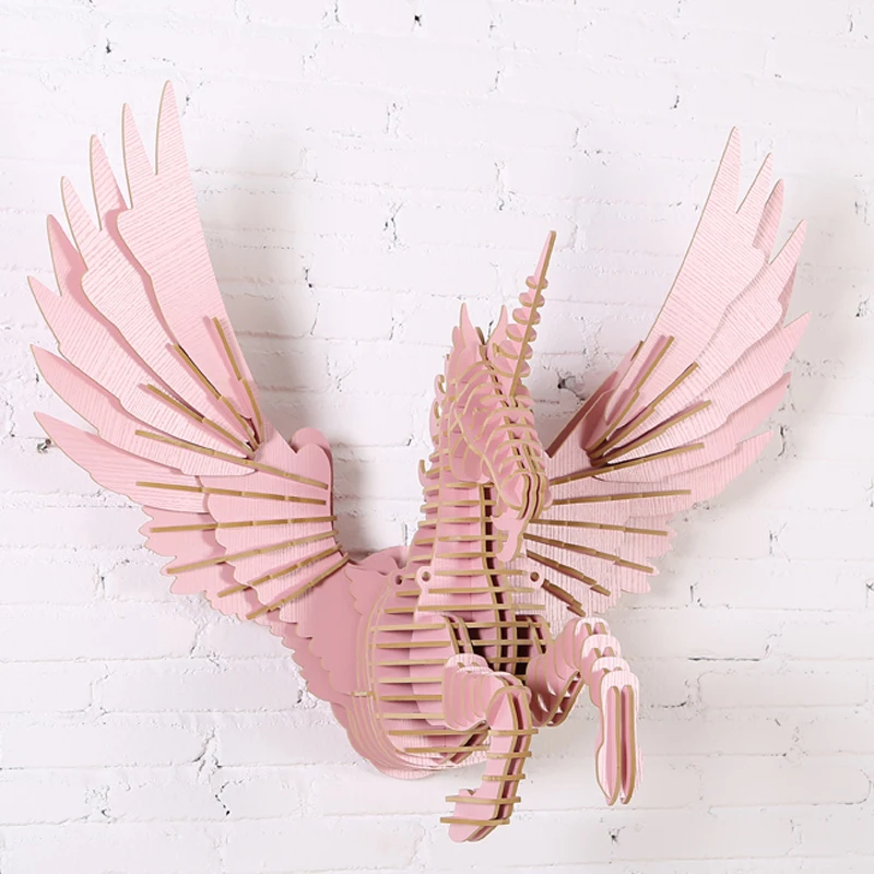 3D DIY Wood Unicorn Wall Hangings Modern Nordic Style Creative Wood