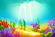 Laeacco Cartoon Fairy Tale Sea Underwater Colorful Coral Baby Party Photography Background Customized Backdrop For Photo Studio