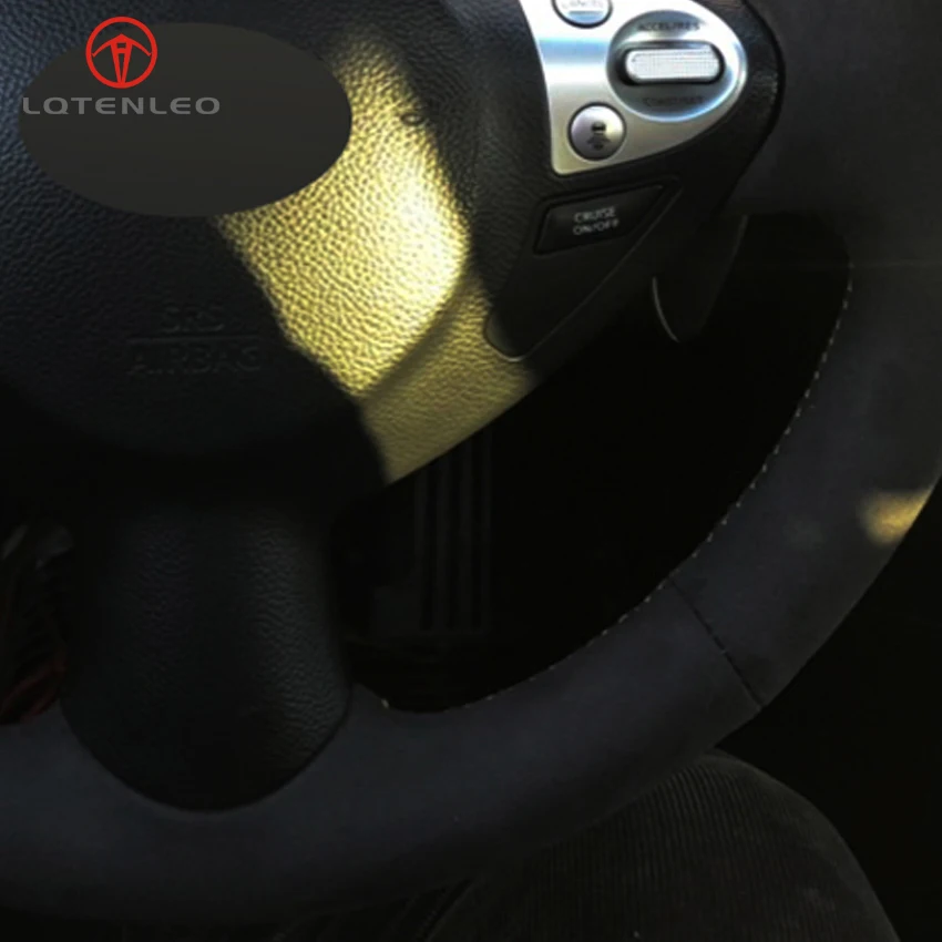 LQTENLEO черный замшевый ручной работы прошитый чехол рулевого колеса автомобиля для Infiniti FX FX35 FX37 FX50 QX70 Nissan Juke Maxima Sentra Sylphy