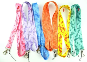 

Lot 60pcs Popular cartoon color Butterfly mix Key Lanyard Badge ID Cards Holders Neck Straps with Keyring Gifts Party Favors