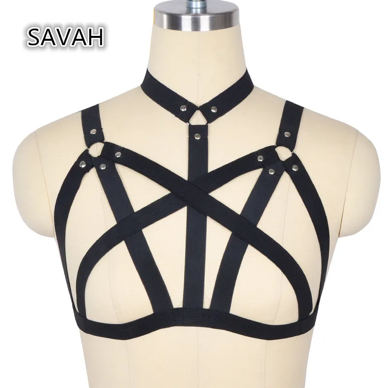 The bra strap Body Harness Belt Black gauze underwear Stretch Lace bra