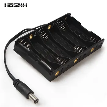 

6 x 9V AA Battery Batteries Holder With DC Plug 5.5*2.1mm Storage Box Side By Side Battery Holder Scatola Per Batteria AA