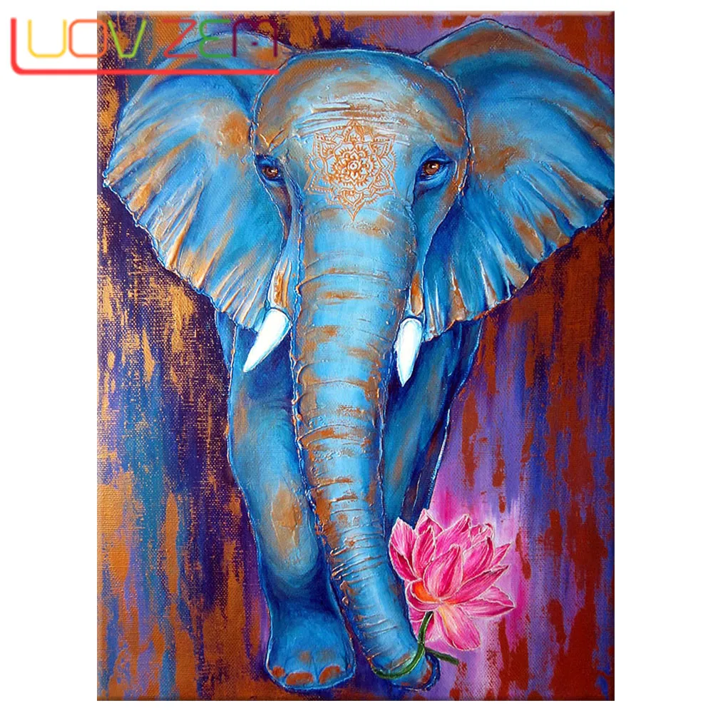 

Diy Diamond Painting Elephant Kit Cross Stitch Diamond Embroidery Animal Mosaic Needlework Cartoon Painting Square Home Decor