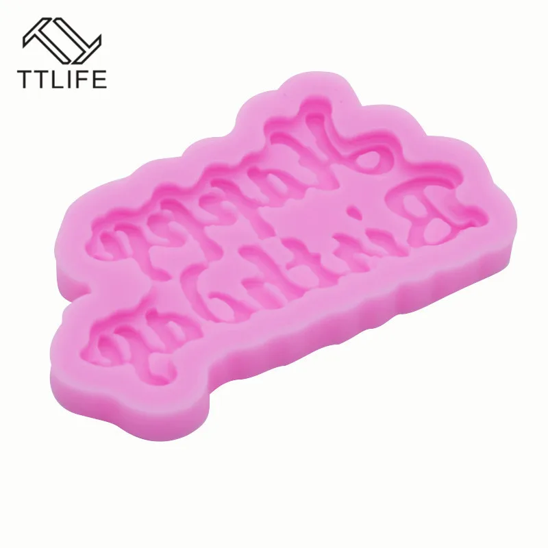 

TTLIFE 3D Happy Birthday Letters Form Silicone Mold BirthdayCake Cutter Tools Ice Jelly Chocolate Pastry Chocolate Baking Moulds