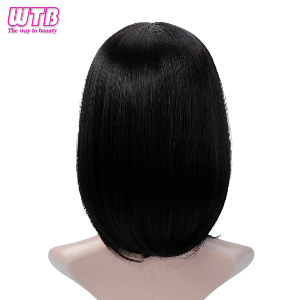 WTB синтетический короткий прямой черный боб парики для женщин высокая температура волокна парик для афроамериканских поддельные волосы