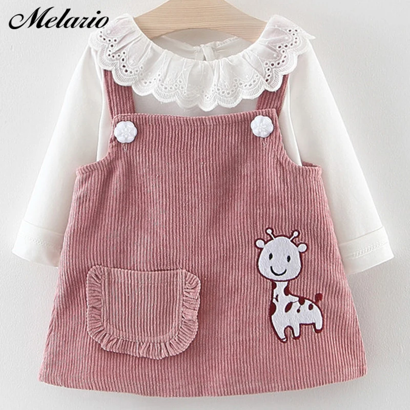 Melario Casual Spring Autumn Baby Clothes Long-sleeved Dress for Girl Plaid Shirts Toddler Girl Drese Fur Vest 2Pcs Suit