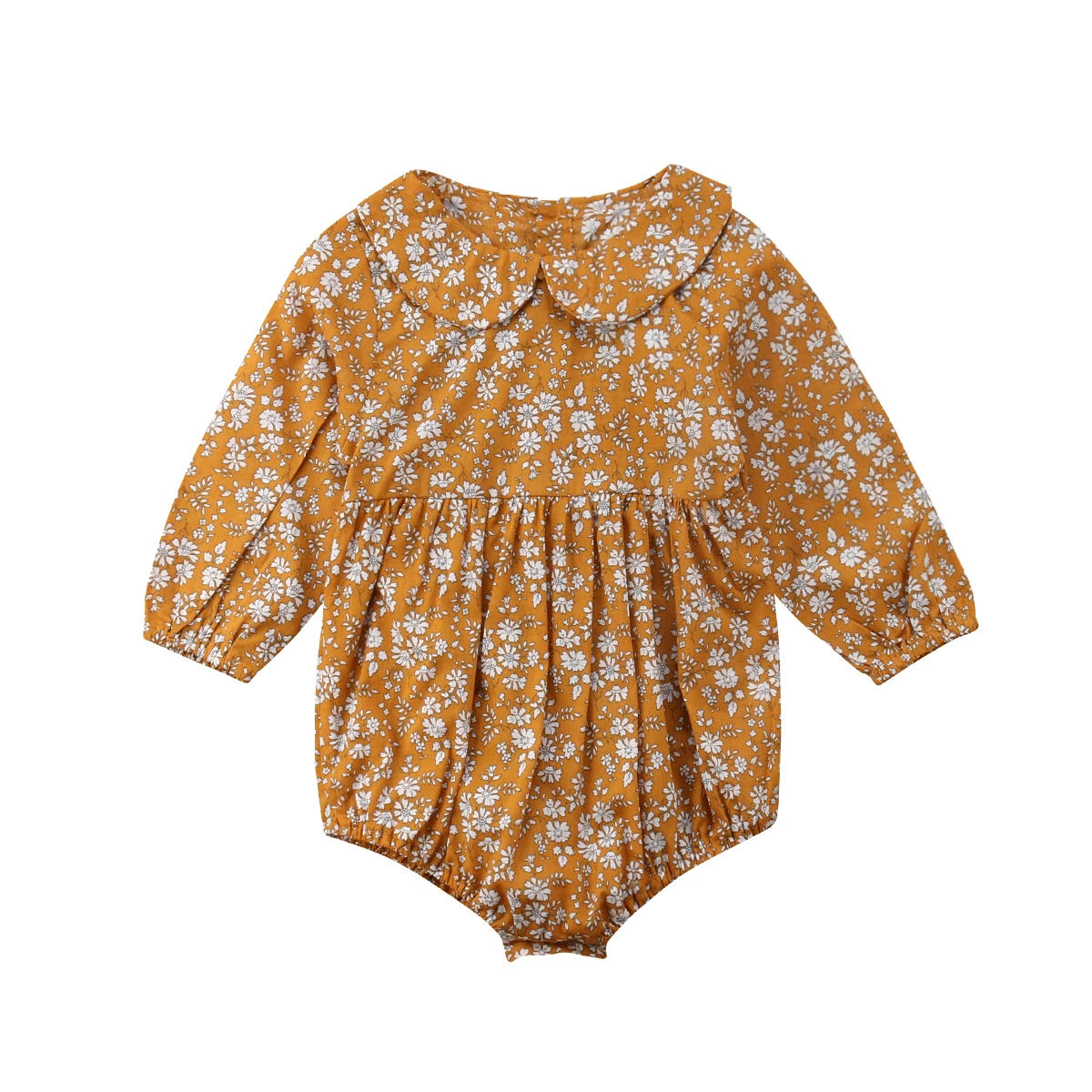 

Infant Newborn Baby Girls Hot Sale Vintage Style Flowers Pattern Long Sleeve Romper Jumpsuit Clothes Outfits