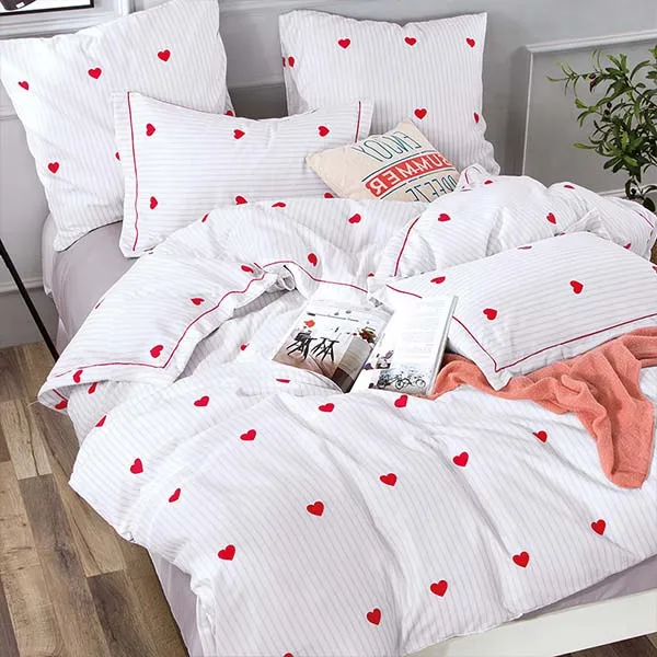 Alanna Solid Sweet style Little red Heart Flower Plant leaves and animals Printed 4/7pcs Bedding set with Different Color - Цвет: SL1003