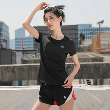 Besgo для женщин рубашка для йоги Профессиональный круглый воротник мягкий короткий рукав Быстросохнущий тренажерного зала тренировка фитнес Активные спортивные топы