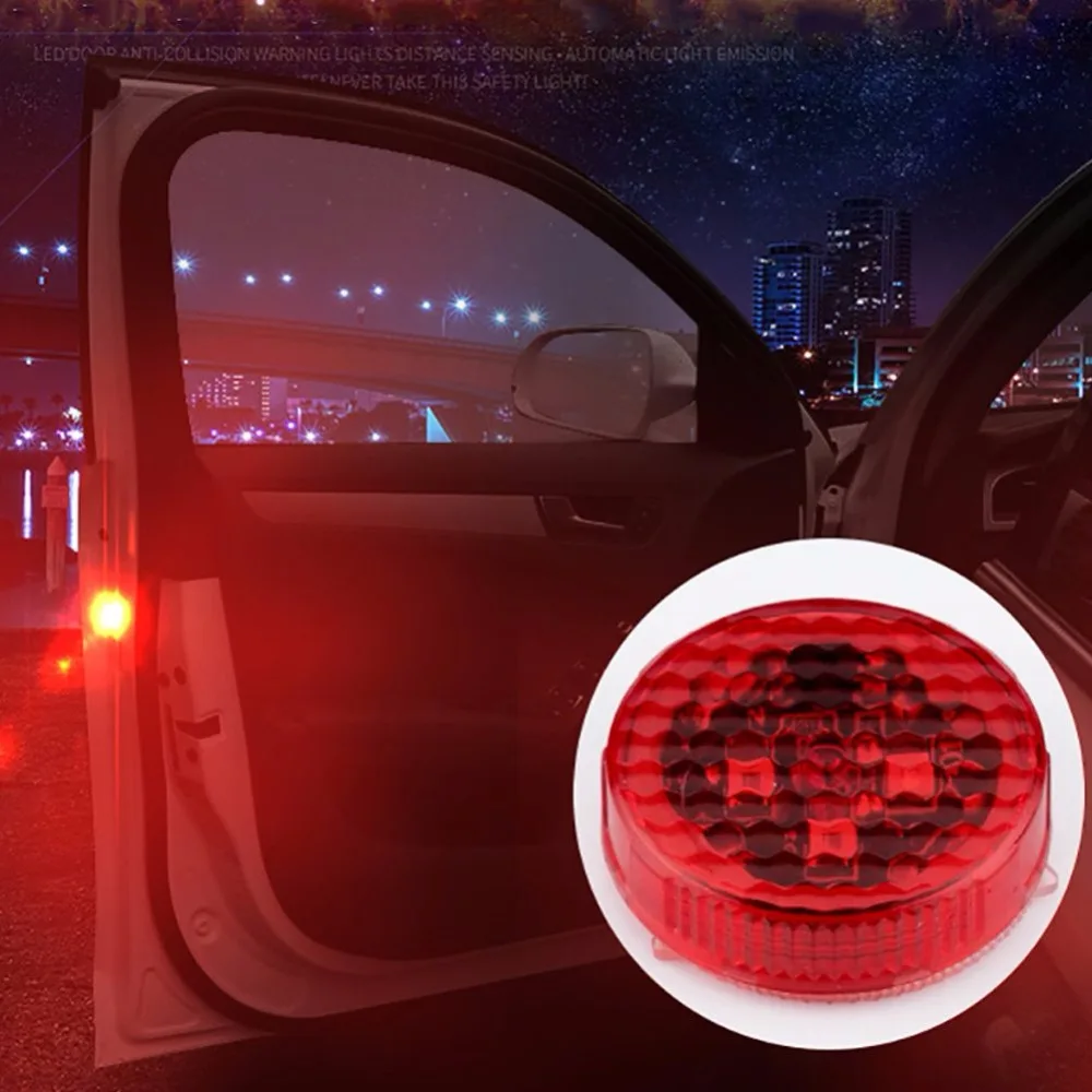 2pcs Safe Car Door Lights wireless Red LED Warning Lamp Signal Lamp Anti Collision Magnetic Flashing Auto Strobe Traffic Light