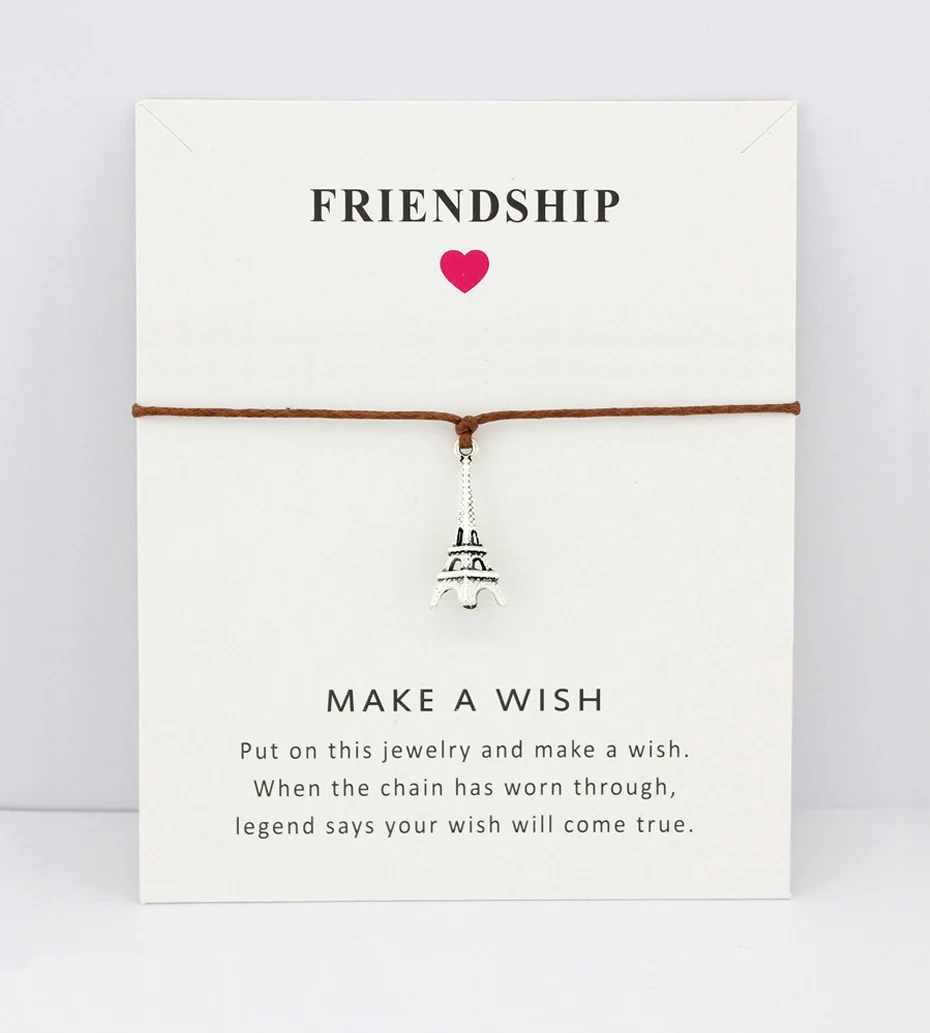 

Eiffel Tower Skull Skeleton Key Bow Arrow Daisy Charm Card Bracelets Women Men Girl Boy Jewelry Gift Custom Many Styles Choose