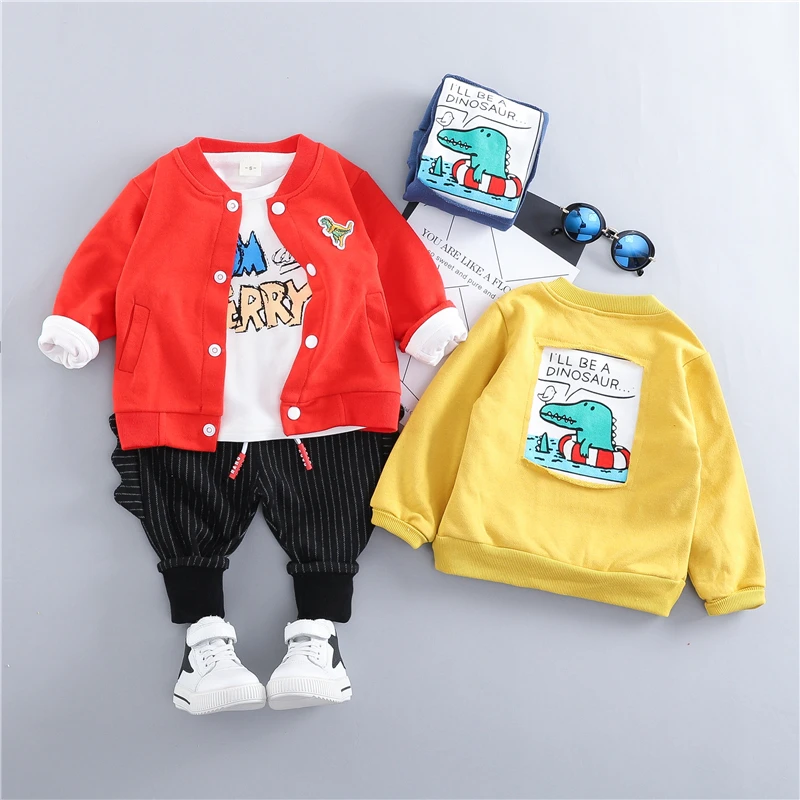 

ZWXLHH 2019 Baby Boys Girls Clothing Sets Toddler Infant Clothes Suits Dinosaur Coats T Shirt Pants Children Kids Casual Suit