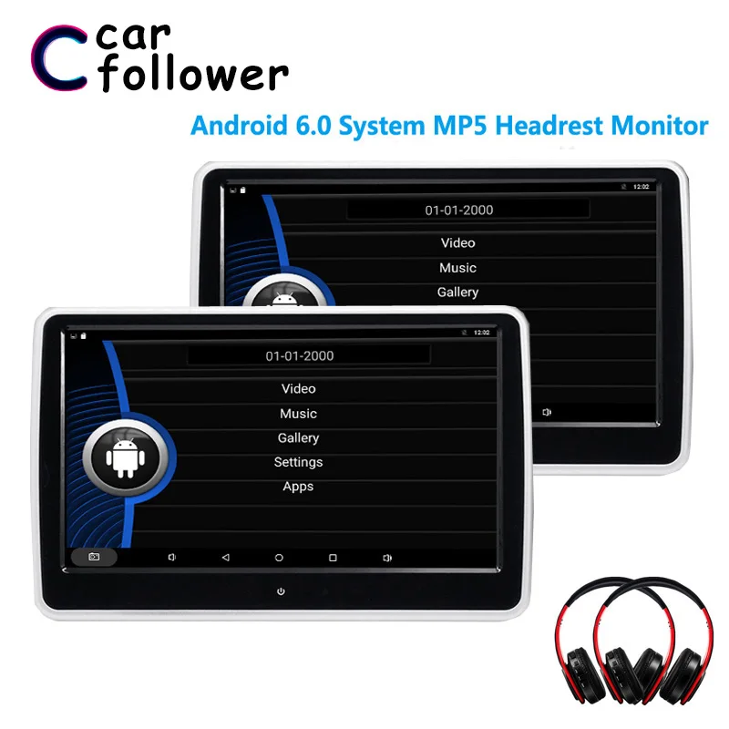 10 1 дюймов Автомобильный подголовник монитор Система Android 6.0.1 с WIFI IPS сенсорный