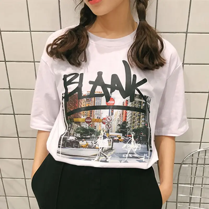 

New Arrivals Hot Sale Fashion Summer T Shirt Women Blank Printed T-shirt Women Tops Tee Shirt Femme Womens Clothing Cheap Price