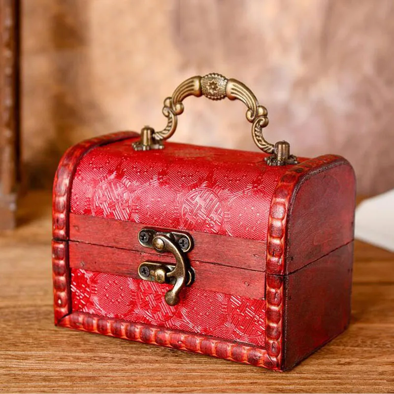 Trinket Jewelry Gifts Storage Box Handmade Vintage Wooden Treasure Case Wood