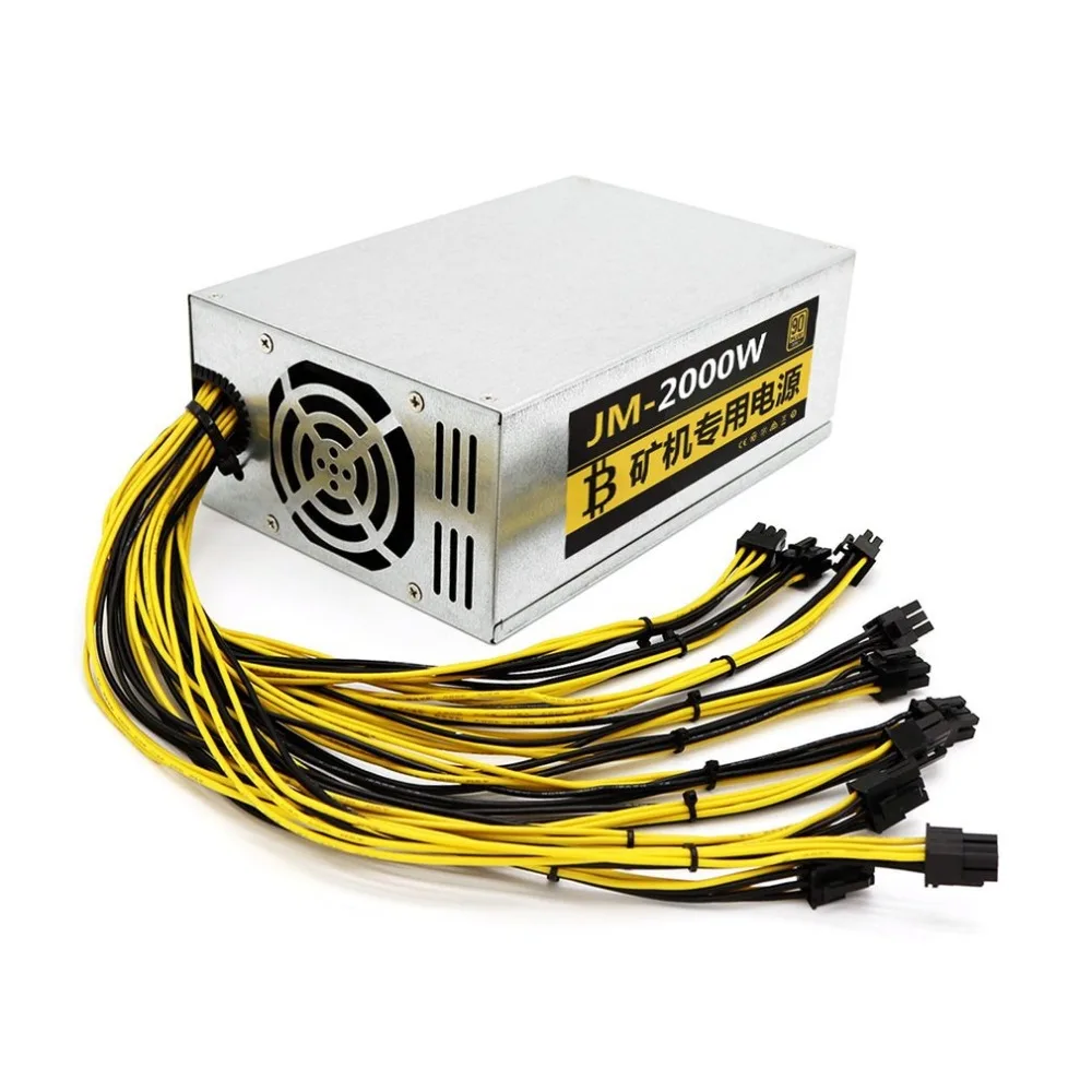 

High Conversion Rate Durable Metal Shell 2000W 8 Card Metal Miner Mining Machine Power Supply For Eth Ethereum 90