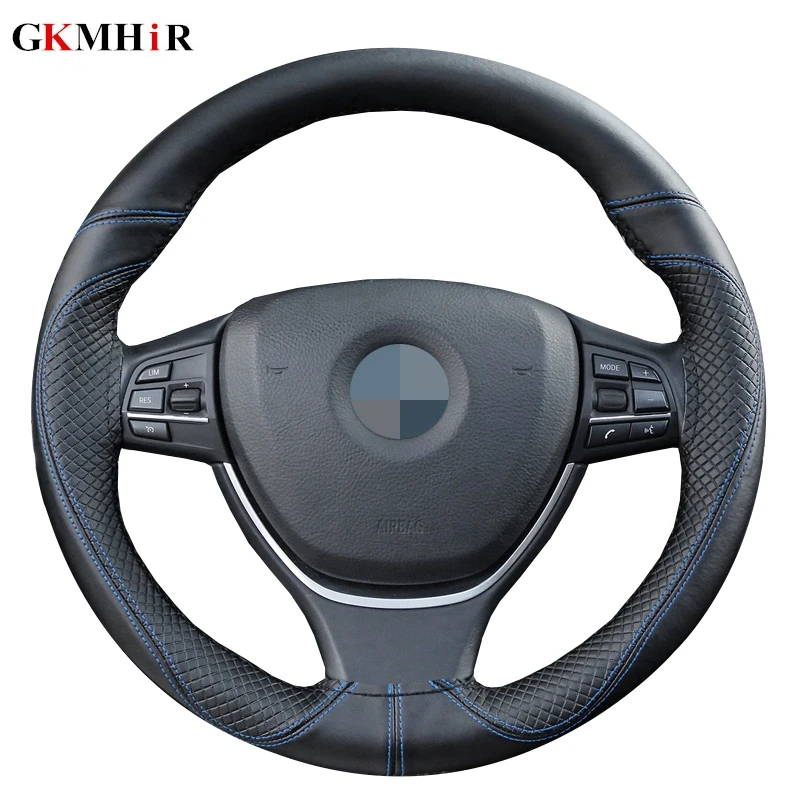 

DIY steering-wheel Genuine Leather Car Steering Wheel Cover Soft Anti slip 100% Cowhide Braid With Needles Thread 38cm