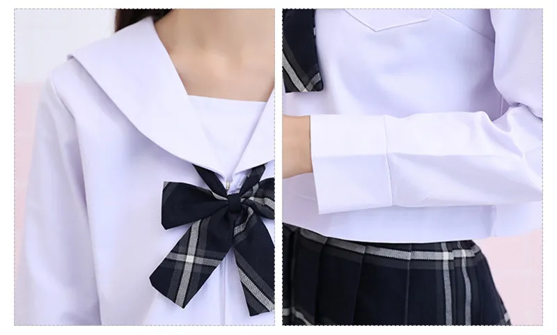 2018 Новые короткие/рубашка с длинными рукавами и клетчатая юбка галстук Sailor аниме плюс Размеры школьная форма LY2003
