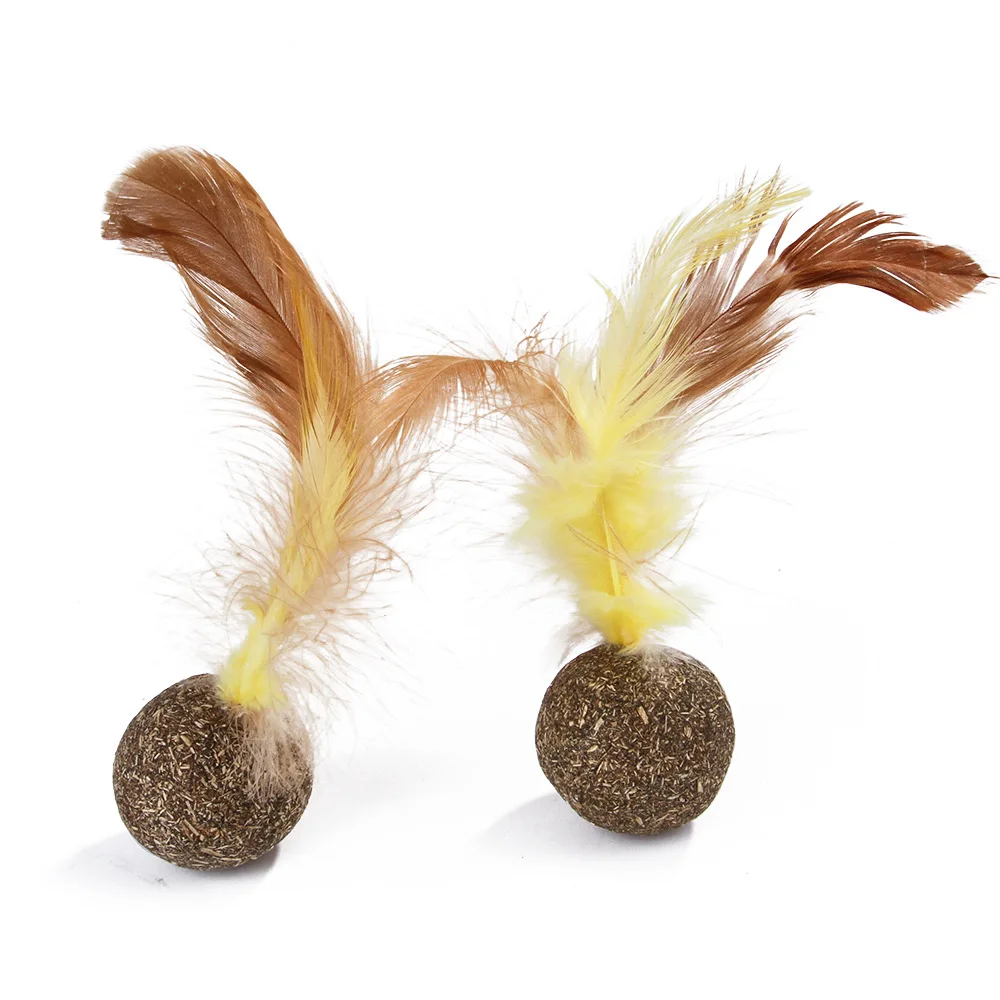Cat Toy Catnip Ball Chicken Feather Shuttlecock Pet Cat Chewing Healthy Interactive Tease Toy Healthy and Non-toxic Toys Kittens (6)