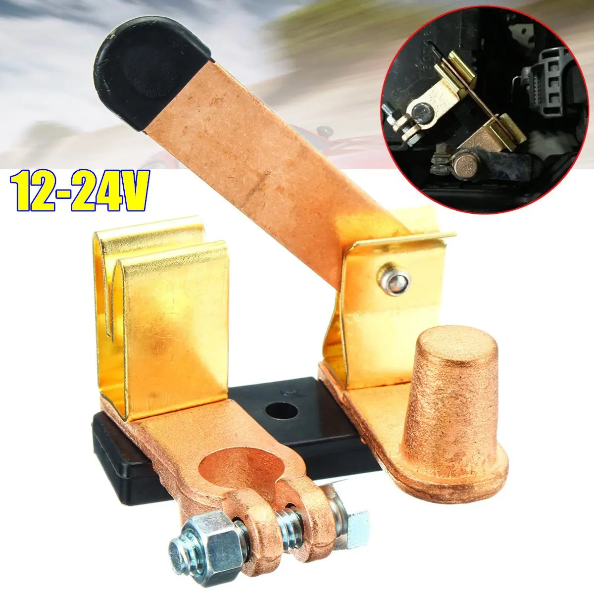 12 24V Battery Disconnect Switch Knife Blade Top Post Brass Heavy