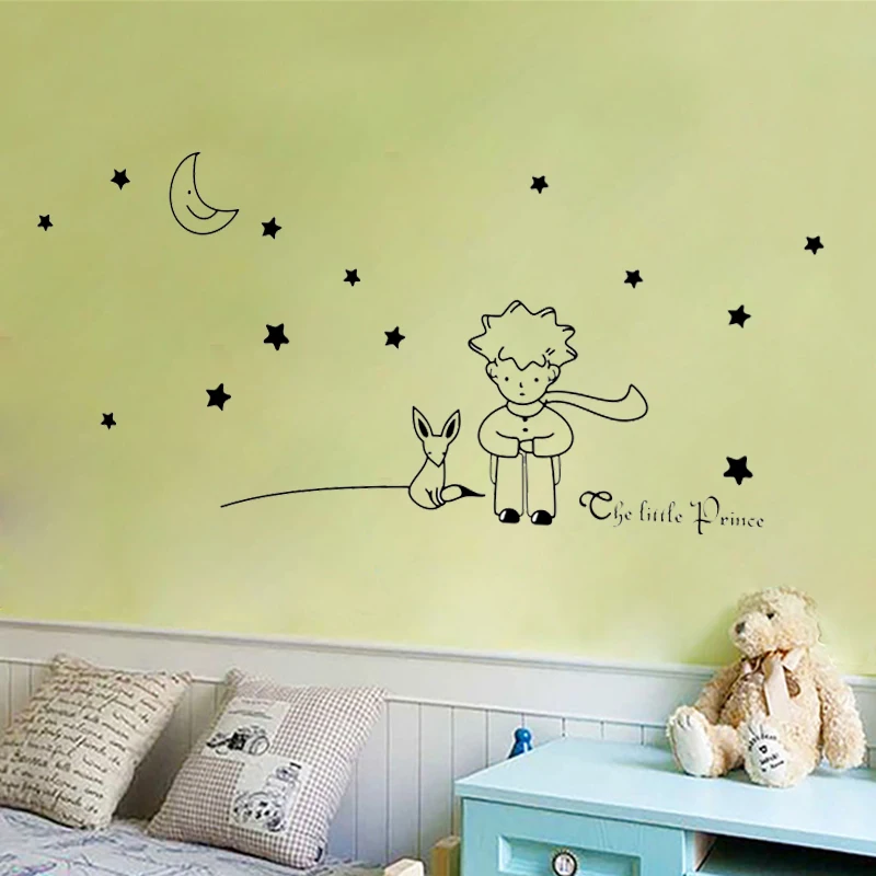 

stars moon the little prince fox graphic children fairy tale wall stickers kids room home decor removable diy vinyl decals art