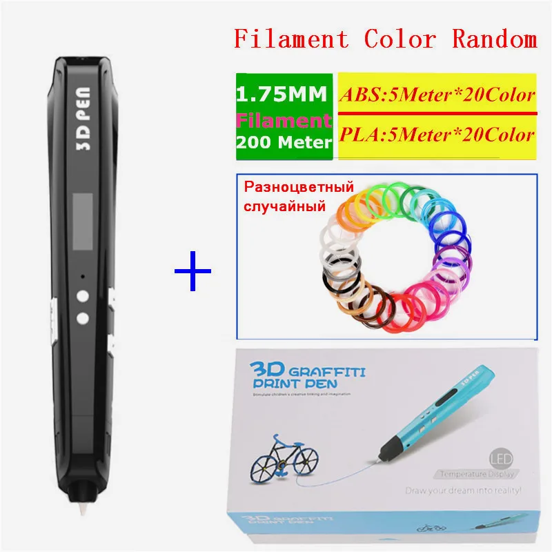 

Retu 3D Pen+20 Colour *5m PLA ABS Filament(Total 200m),3 D Pen 3D Drawing Pen Printing Pen,Best Gift for Kids Creative,Pen-3d