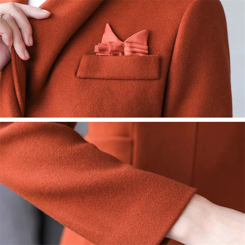 Colour navy Dames Cw441 Nouveau Survêtement Mince Laine Slim Moyen De Qualité Single breasted Manteau Long Purple Femmes Femme caramel 2018 Automne Était Haute RAUBqT