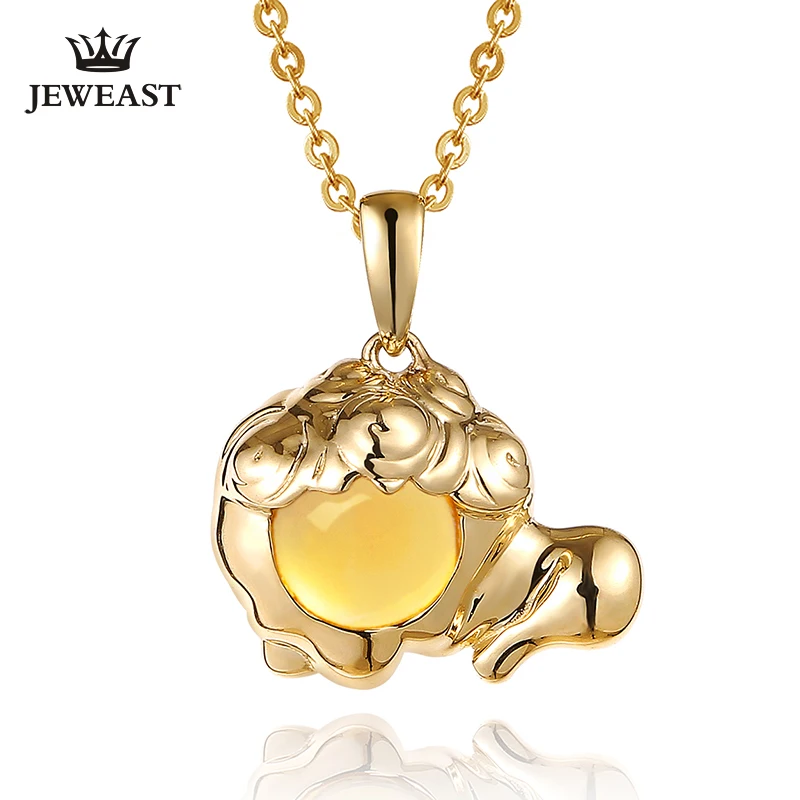 

Leo Natural citrine 9K Pure Gold Pendant Real AU Solid Gold Upscale Trendy Classic Party Fine Jewelry Hot Sell New 2019