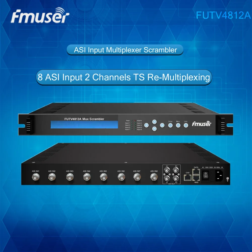 FUTV4812A IRD(8 ASI вход, 2ASI 1 IP выход) Mux-Scrambler CATV вещательная система