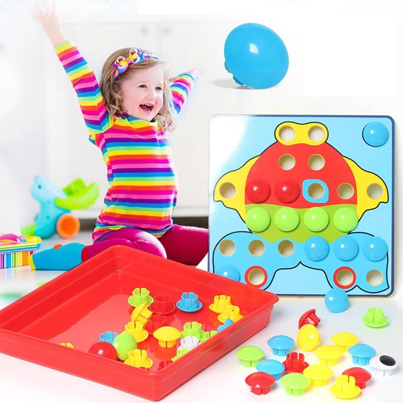 

5 Types 3D Puzzles Toys Creative Mosaic Mushroom Nail Kit Composite Picture Puzzles Jigsaws Educational Toys for Kids