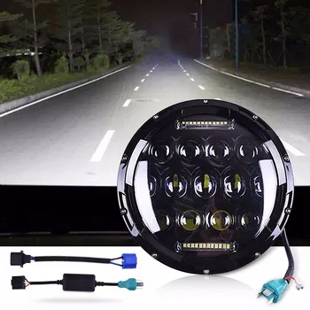 

75W Led Headlight 35W Hi Lo Beam 6000K DC 12V 24V Daytime Running Lights H4 For Jeep Wrangler Jk Lada 4x4 Offroad