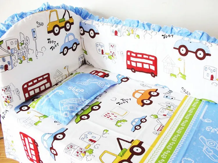 Промо-акция! 6 шт детские постельные принадлежности набор для детской кроватки защитный бортик, включает:(бампер+ простыня+ наволочка
