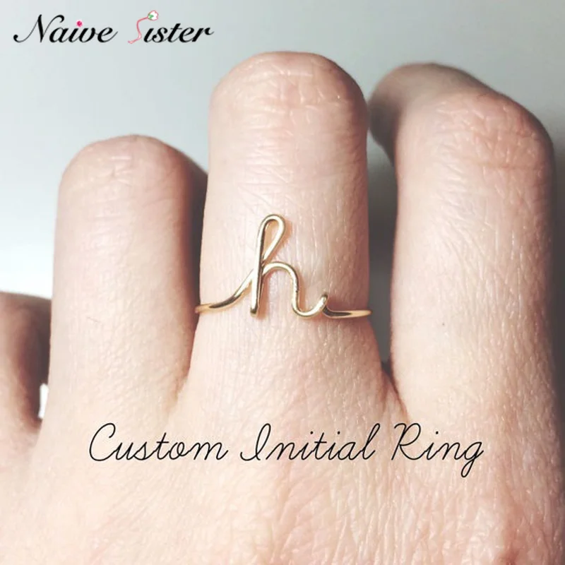 

Letter Rings for Women Simple Gold Silver Color Name Initial Ring Female Statement Party Wedding Charm Jewelry Gifts New Design