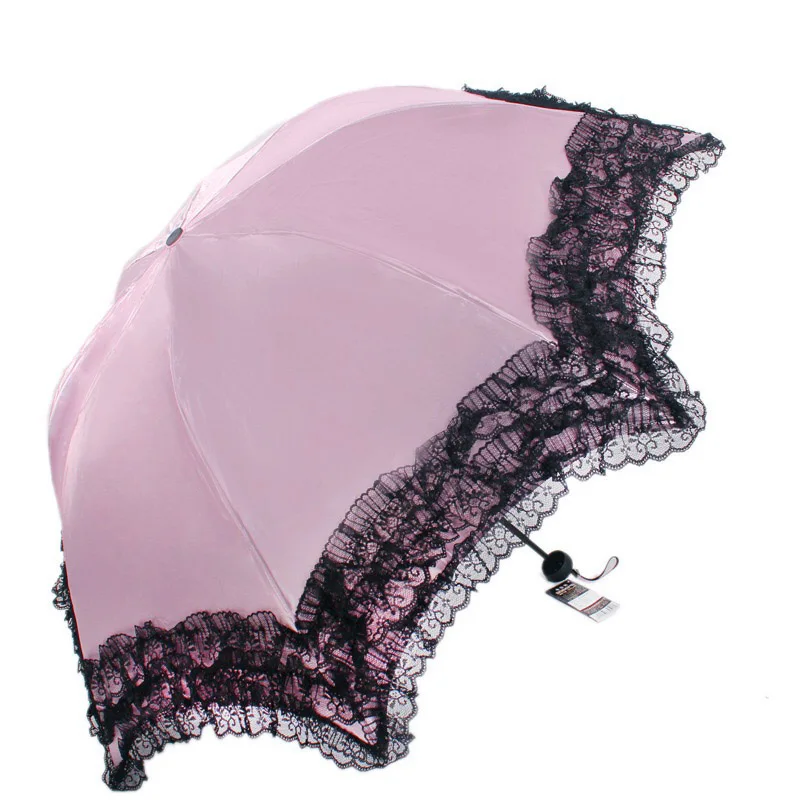 Кружевной складной женский зонтик, качественный светильник, портативный зонтик для девочек, защита от солнца и дождя, модный бренд, УФ защита, зонты