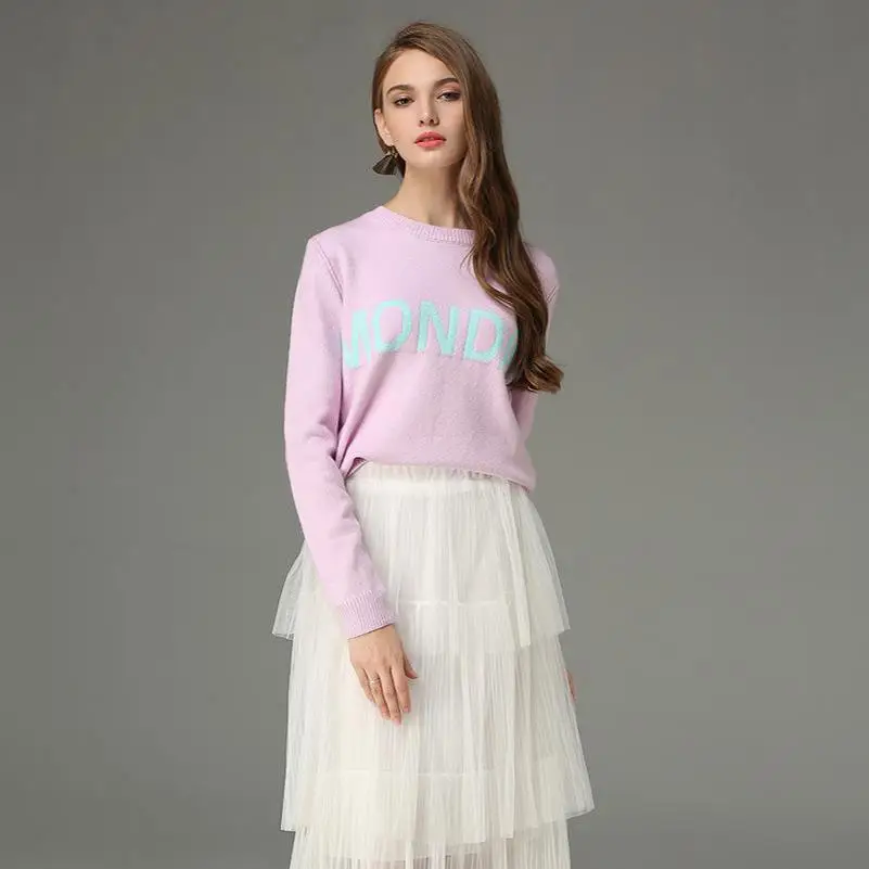  FTLZZ Women Sweater Monday To Sunday Embroidered Letters 7 Colors Sweater Pullovers Spring Autumn L
