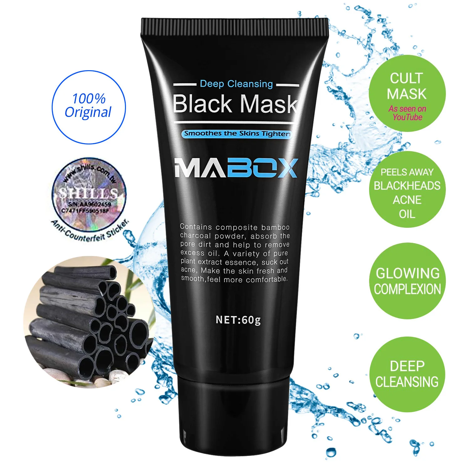 MABOX 60g Blackhead Remove Facial Masks Deep Cleansing Purifying Peel Off Black Nud Facail Face black Mask DROP SHIPPING