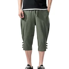 Шорты Для мужчин модные летние Повседневное Твердые Drawstring хлопок и лен Повседневное середины талии брюки пляжные шорты мужские c0429