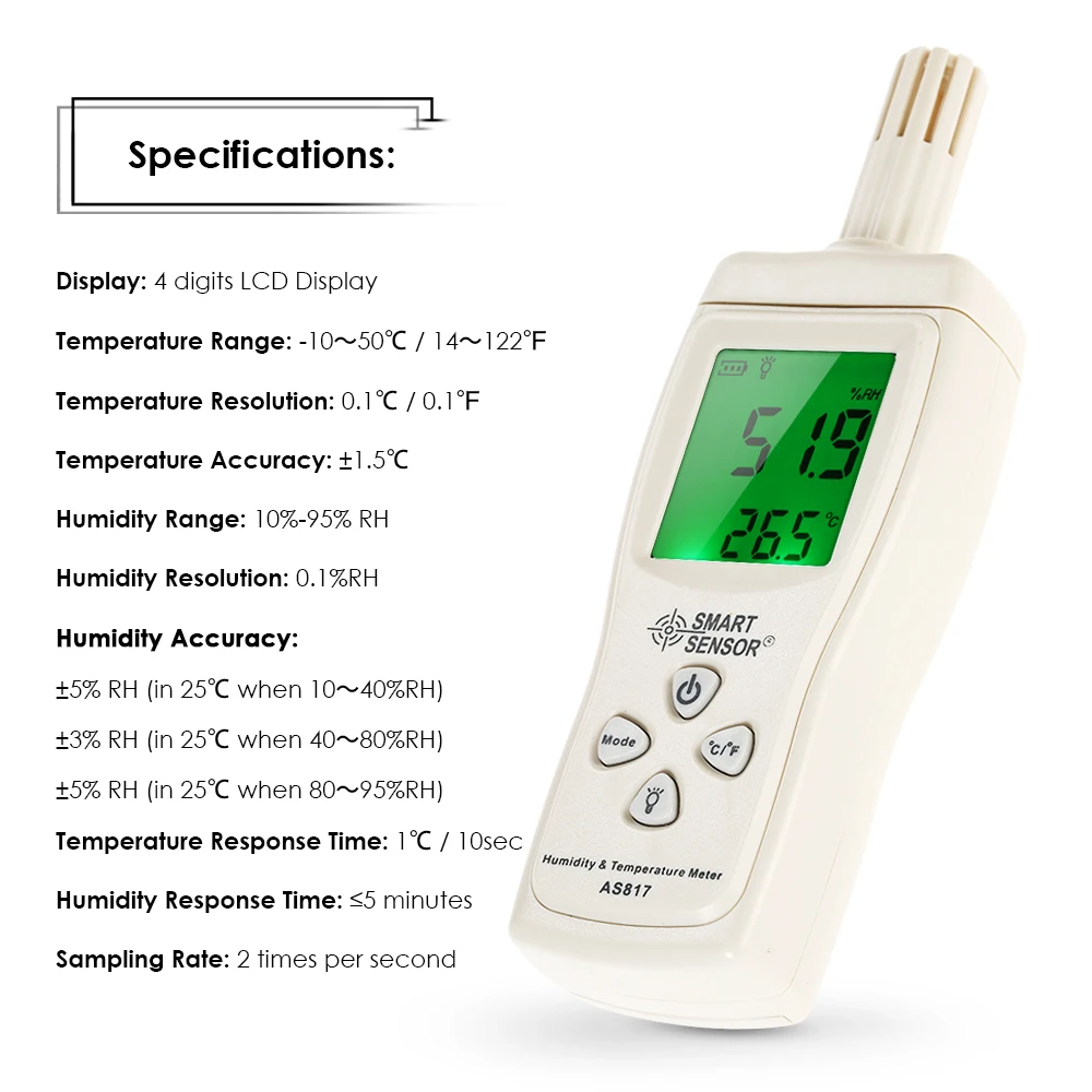 Умный датчик влажности и температуры портативный измеритель температуры и влажности термометр гигрометр макс мин значение ЖК-дисплей