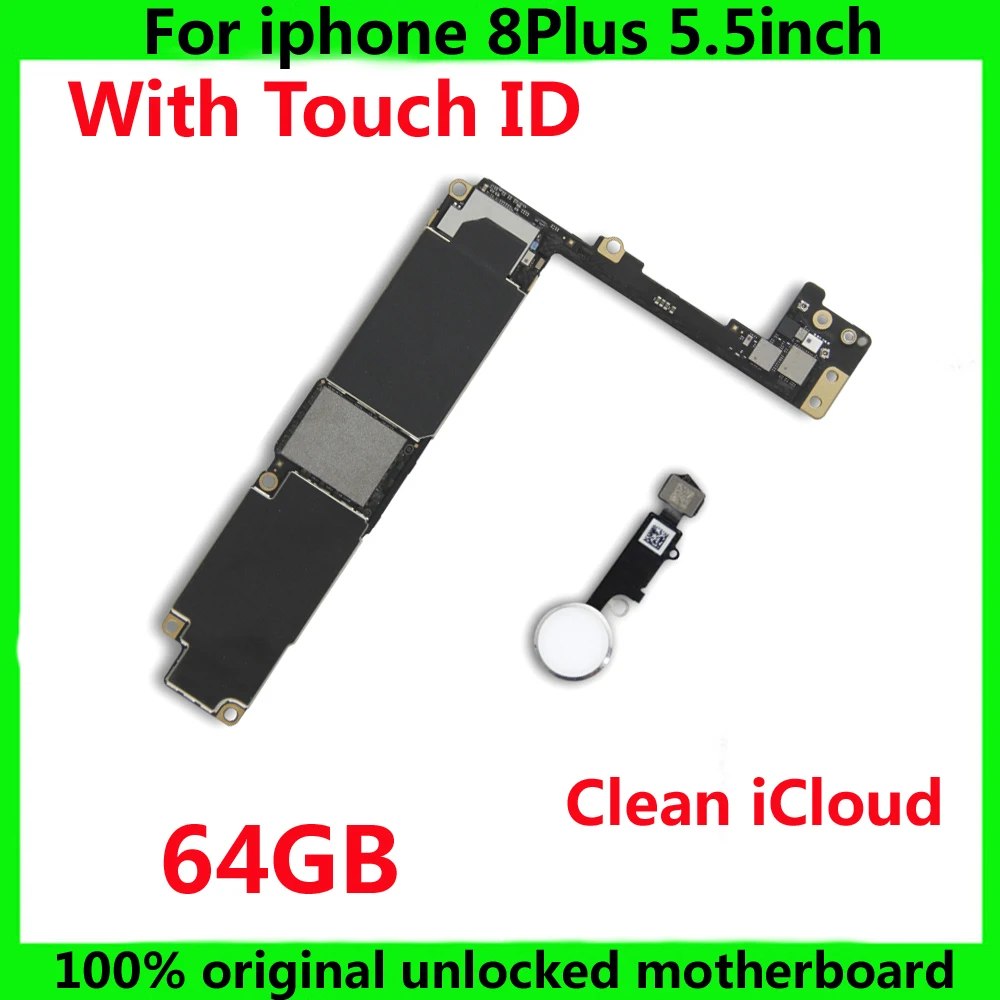 

64GB Free iCloud motherboard for iphone 8 Plus 8Plus Original IOS system logic board with / Without touch ID unlocked mainboard