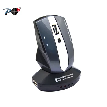 

P MZ-11 Ergonomic Wireless Mouse 1600 DPI 6 Function Buttons Optical Computer Mice with Recharge battery & USB HUB Charging Dock