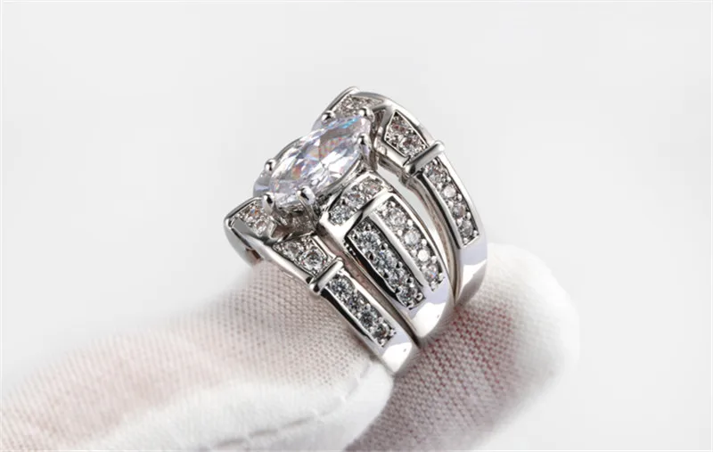 Luxurious S925 Sterling Silver Finger Rings Shiny Australian Crystal Ring Three Layers Trendy Couple Wedding Jewelry Rings For Women Lady (18)