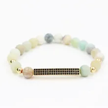 Faitheasy Matting Weixiang длинный квадратный бар черный Цирконий каменный браслет украшение на нитке