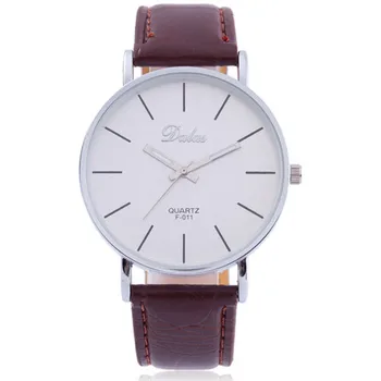 

New Dalas Casual Quartz Women Watches Big Thin Steel Case Classic Simple Dial Faux Leather Strap Men Women Wristwatch