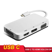 USB 3,1 type-c к HDMI VGA DVI DP адаптер 4 в 1