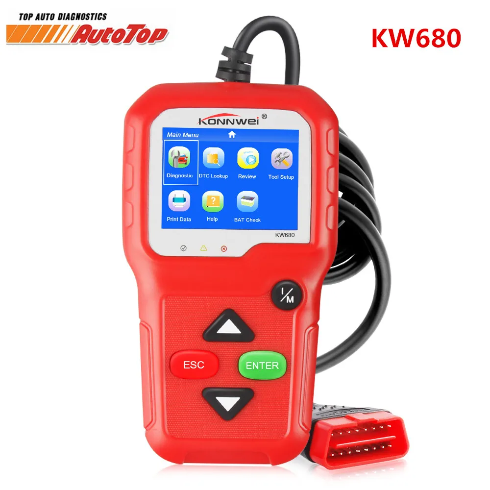 

KONNWEI KW680 OBD2 Scanner Automotive Diagnostic Scanner Supports Car Full OBD2 Functions Universal Car Scan Tool
