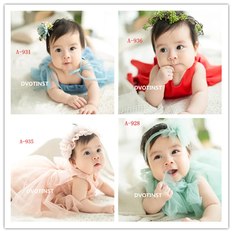 Dvotinst Baby Girls Photography Props Tutu Flora Dresses+Headband Set for 3-4M Fotografia Wedding Party Studio Shoots Photo Prop | Детская