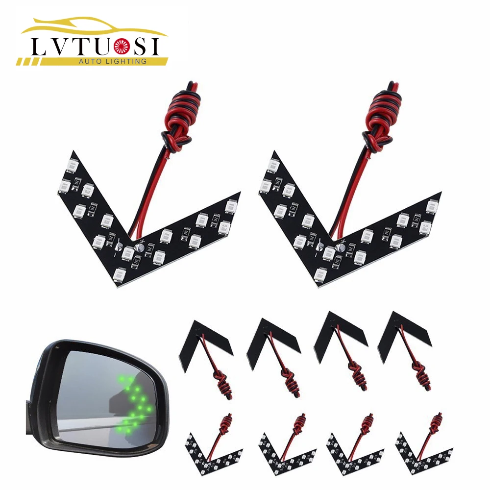 

LVTUSI 10PCS 14 SMD LED Arrow Panel For Car Rear View Mirror Indicator Turn Signal Light Warning Light For All Car AJ