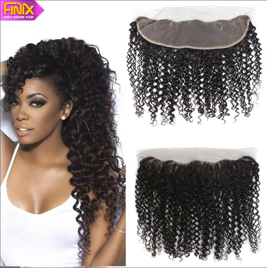 VIP Beauty Hair Frontal Closures Mongolian Kinky Curly Lace Frontal 13x4 Ear to ear Lace Closure