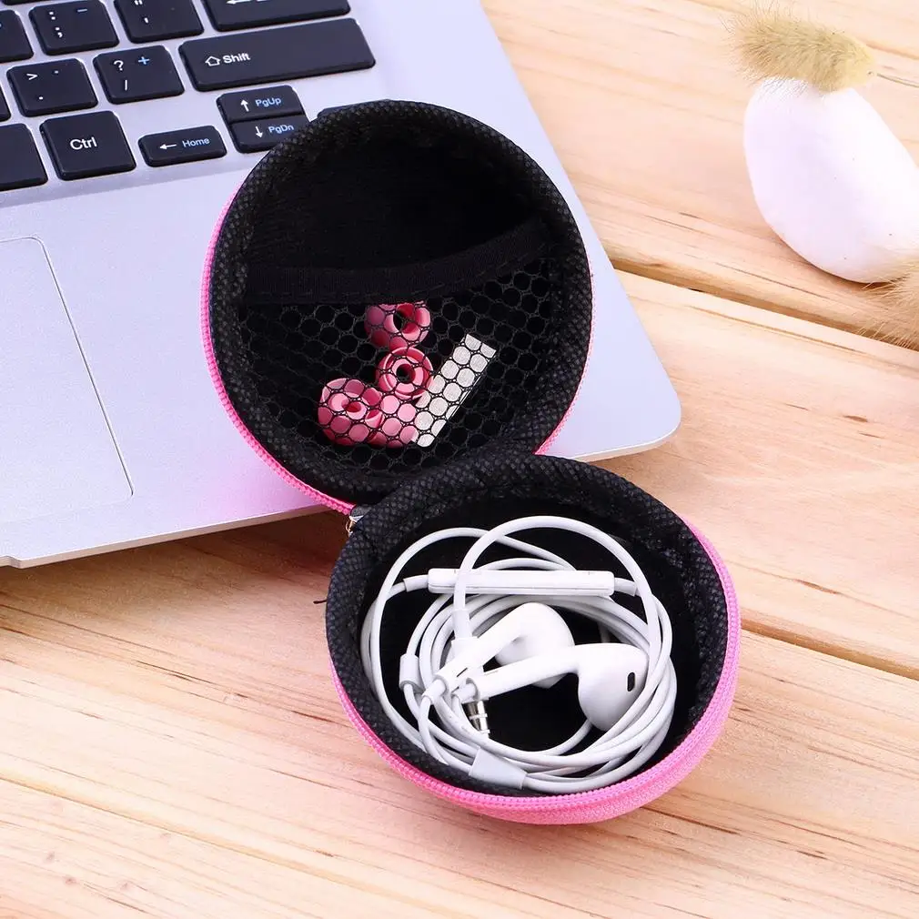 7 Colors PU leather Zipper Protective Headphone case Pouch Earphone Storage bag Soft Headset Earbuds box Usb cable organizer