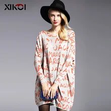 XIKOI Oversize Women Sweaters Casual Long Batwing Sleeve Letter Print Clothes Loose Soft Pullovers Fashion Pullover Clothing